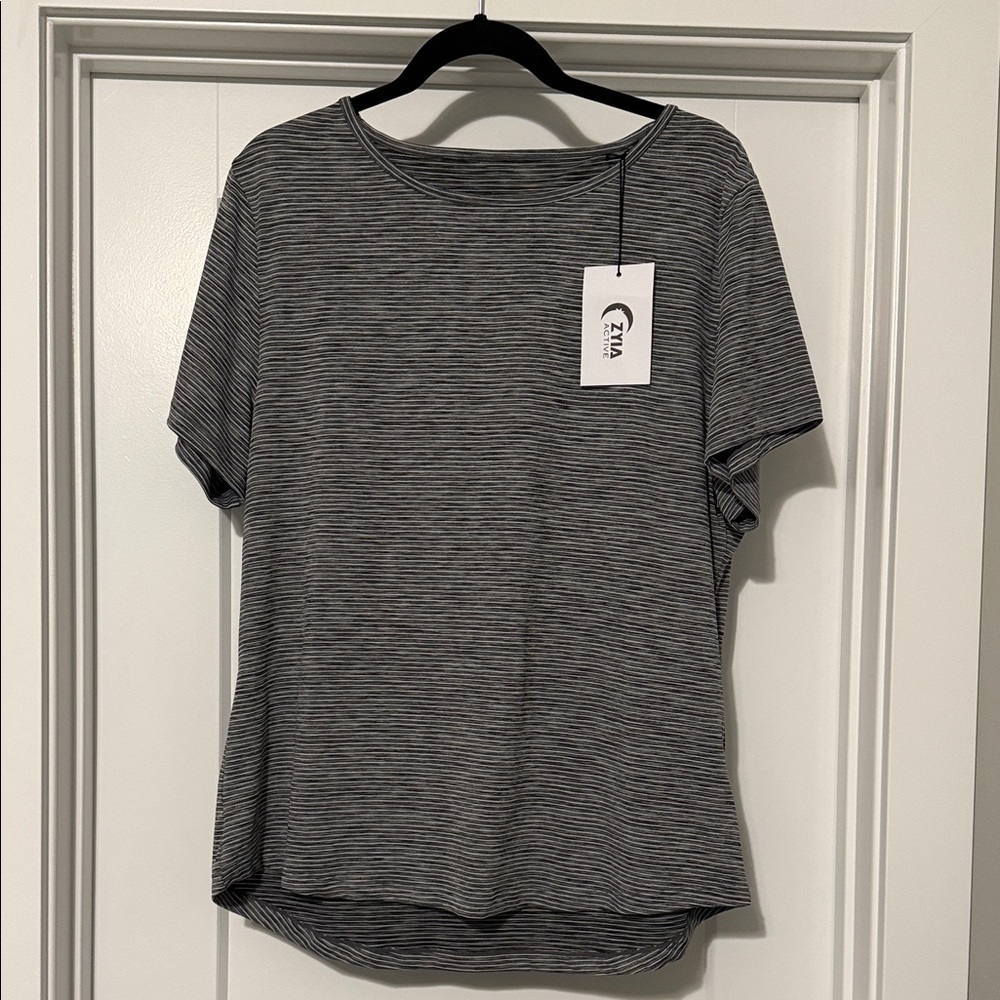 Zara Gray Striped Short Sleeve Top